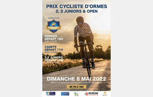 Prix Cycliste d'Ormes et Championnats Départementaux Minimes et Cadets 